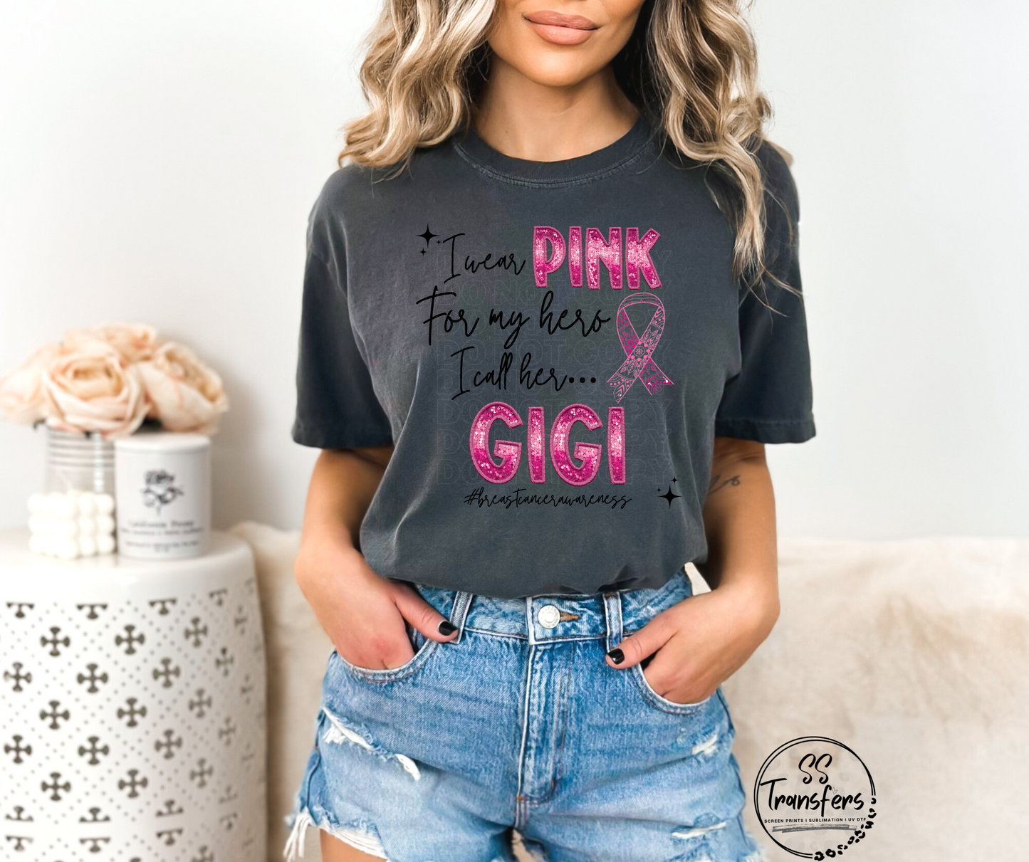 BC Pink Sequins My Hero….(multiple options) DTF Transfer