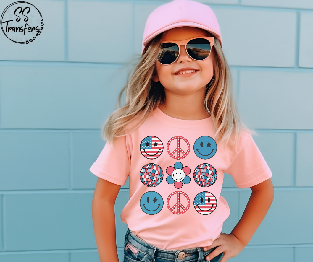 Smiles, Flowers, Disco Balls DTF Transfer