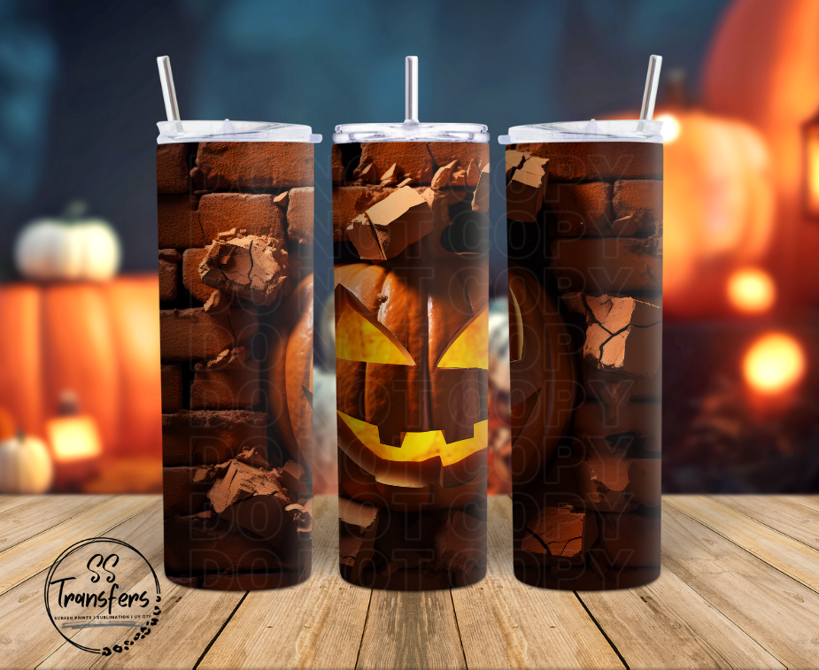 3D Brick Jack-O-Lantern Sub Tumbler Transfer