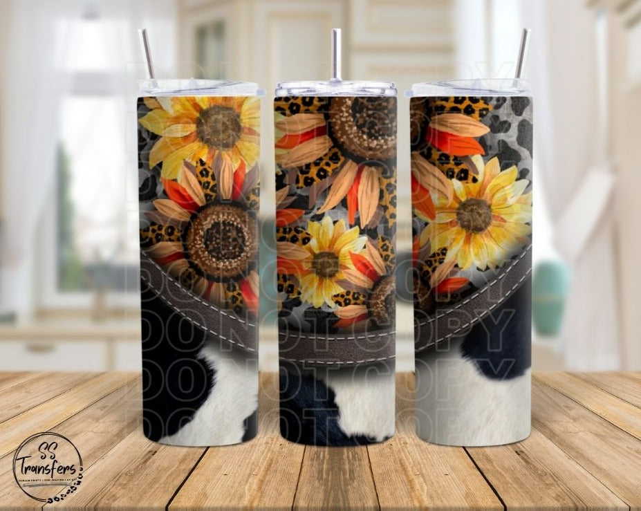 Leopard / Animal Print Sunflowers Sub Tumbler Transfer