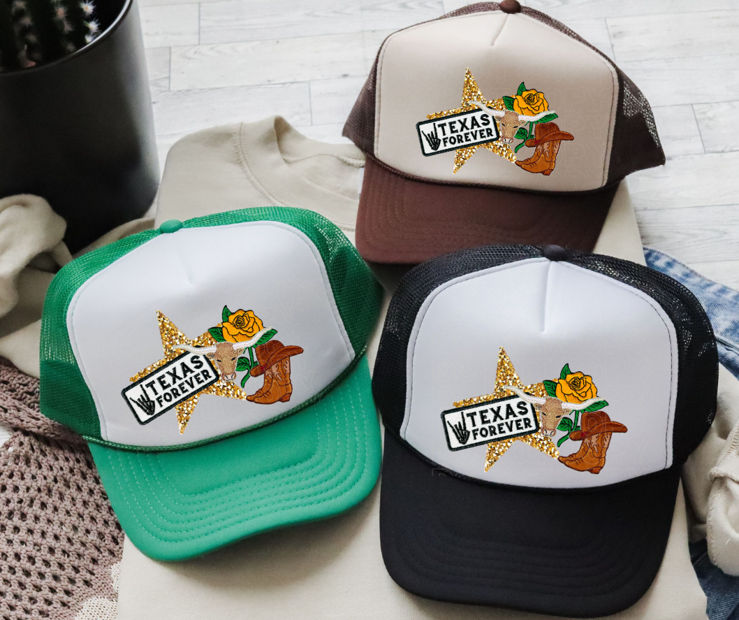 Texas Forever Faux Embroidered Hat DTF/Sub Transfer