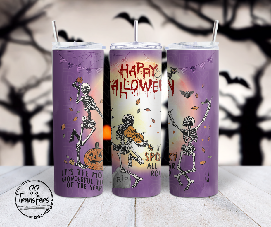 Happy Halloween Dancing Skellies Sub Tumbler Transfer
