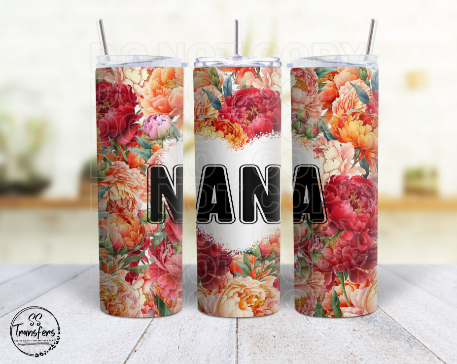 Nana Floral Sub Tumbler Transfer