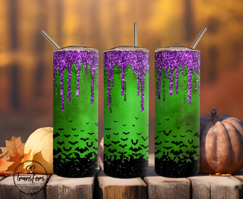 Drip Purple Sparkles and Bats Sub Tumbler Transfer