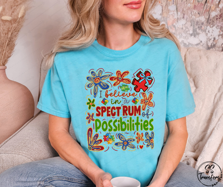 I Believe In A Spectrum Floral DTF Transfer