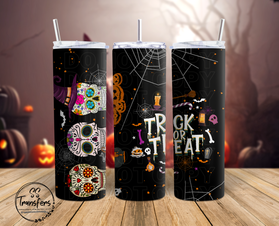 Sugar Skulls Trick or Treat Sub Tumbler Transfer