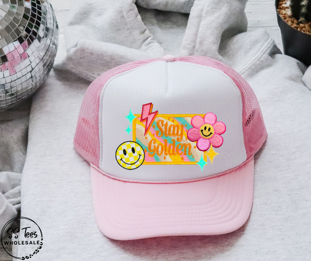 Stay Golden Faux Embroidered Hat DTF/Sub Transfer