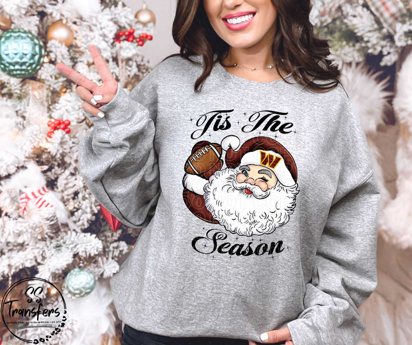 Tis' The Season Santa Football (Pro Team Options) DTF Transfer