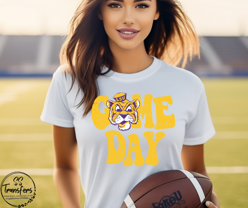 Vintage Game Day L S U DTF Transfer