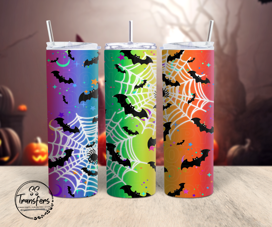 Rainbow Bats and Webs Sub Tumbler Transfer