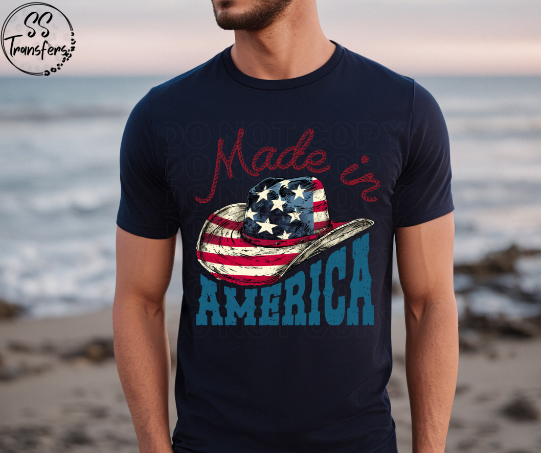 Made in America Cowboy Hat DTF Transfer