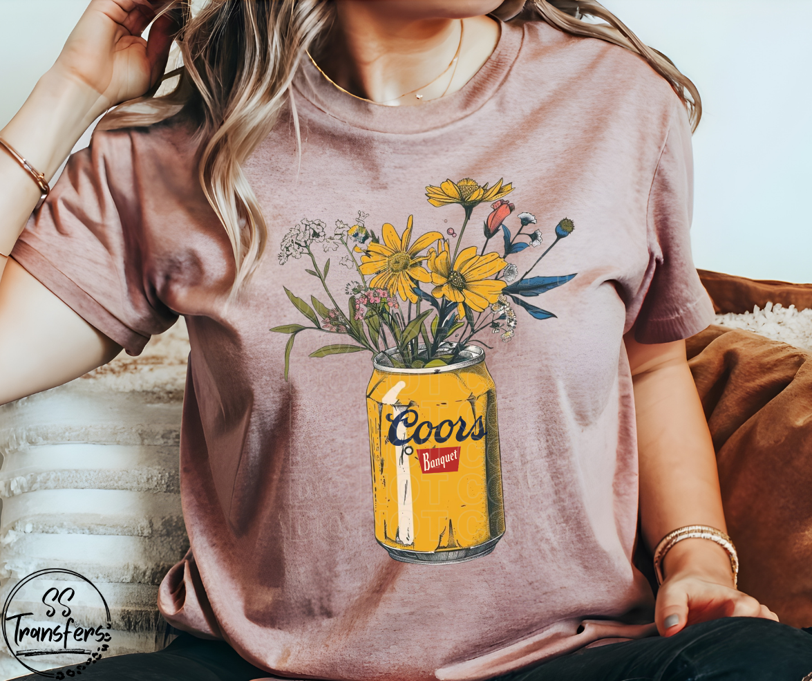 Yellow Floral Can DTF Transfer