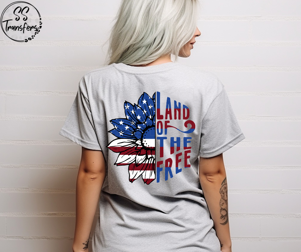 Land of the Free Flower DTF Transfer