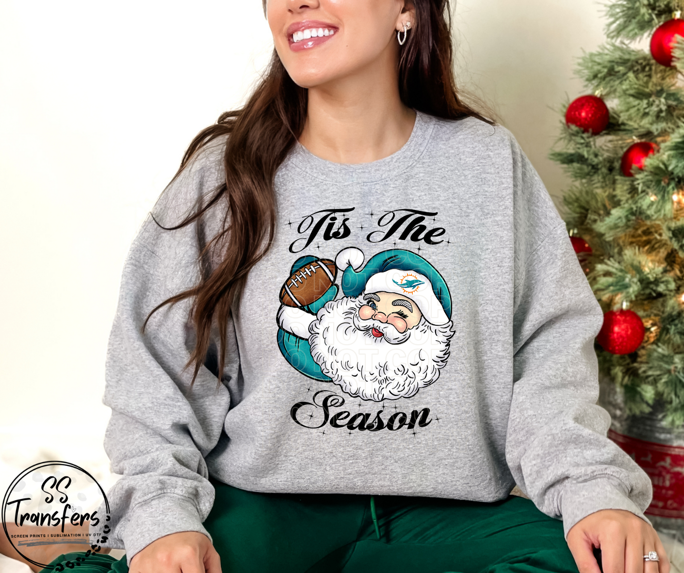 Tis' The Season Santa Football (Pro Team Options) DTF Transfer