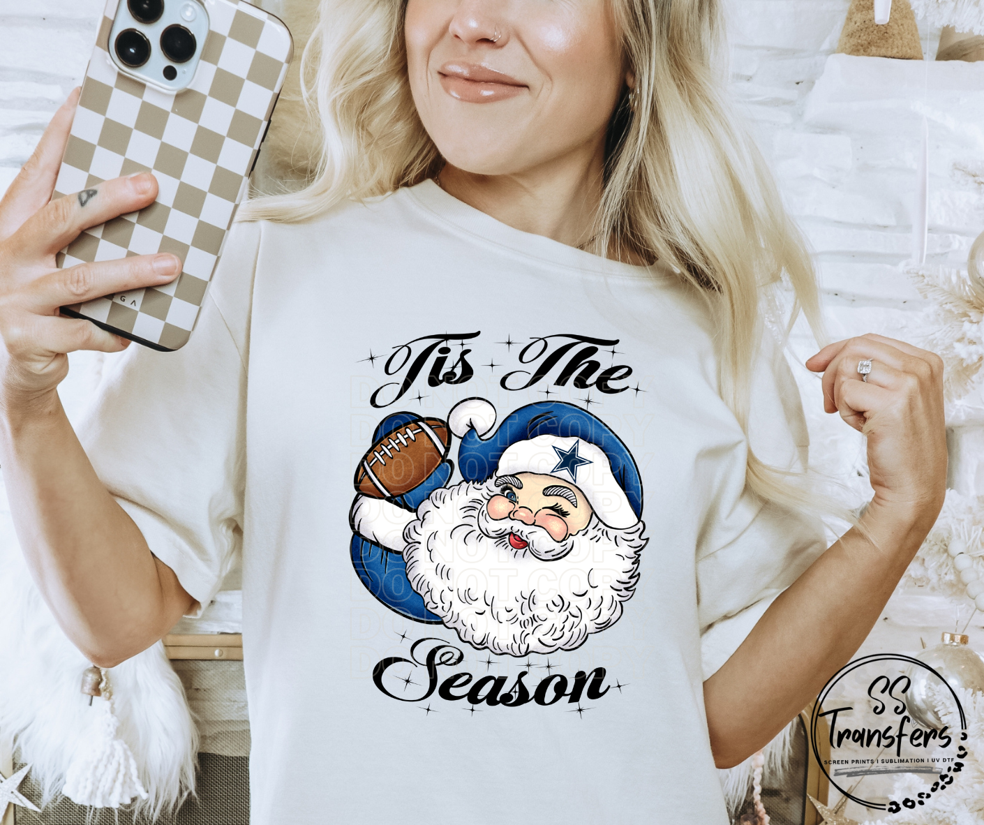 Tis' The Season Santa Football (Pro Team Options) DTF Transfer