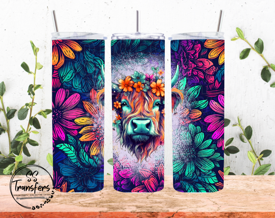 Floral Cow (Multiple Colors) Sub Tumbler Transfer