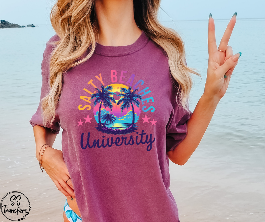 Salty Beaches University DTF Transfer