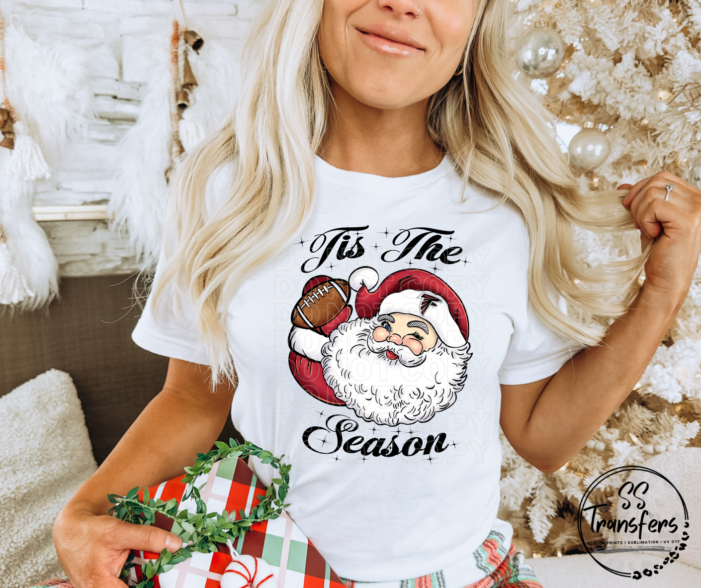 Tis' The Season Santa Football (Pro Team Options) DTF Transfer