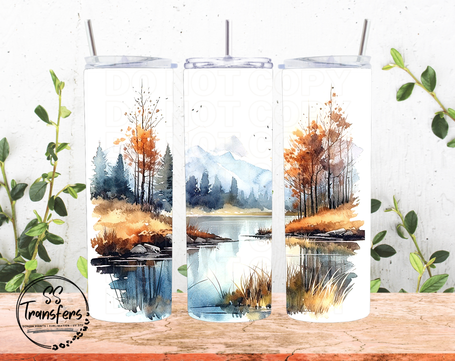 Watercolor Lake Sub Tumbler Transfer