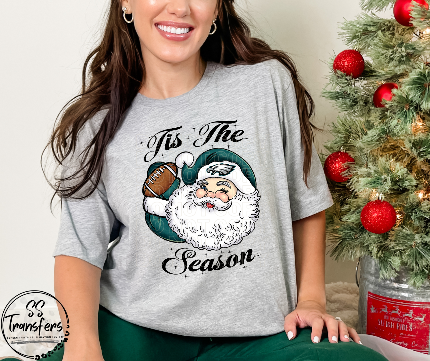 Tis' The Season Santa Football (Pro Team Options) DTF Transfer