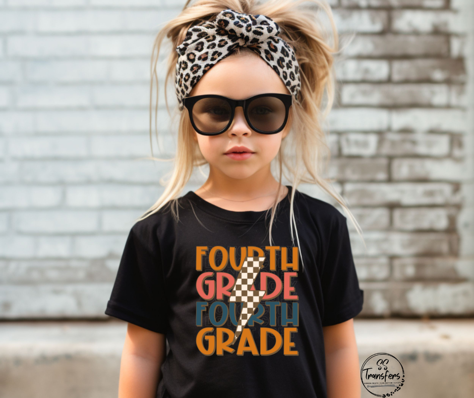 Brown Lightening Bolt School (1st-6th grade) Kids DTF Transfer