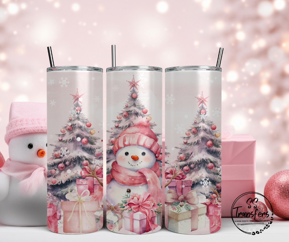 Pink Christmas Sub Tumbler Transfer