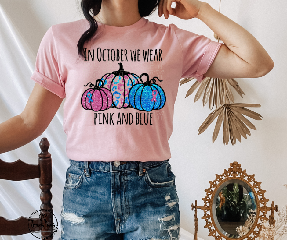 Pink and Blue DTF Transfer