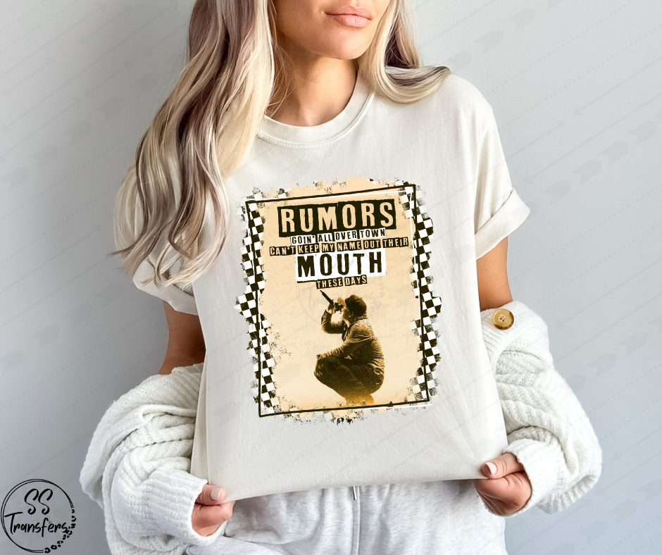 Rumors Checkered Background DTF Transfer