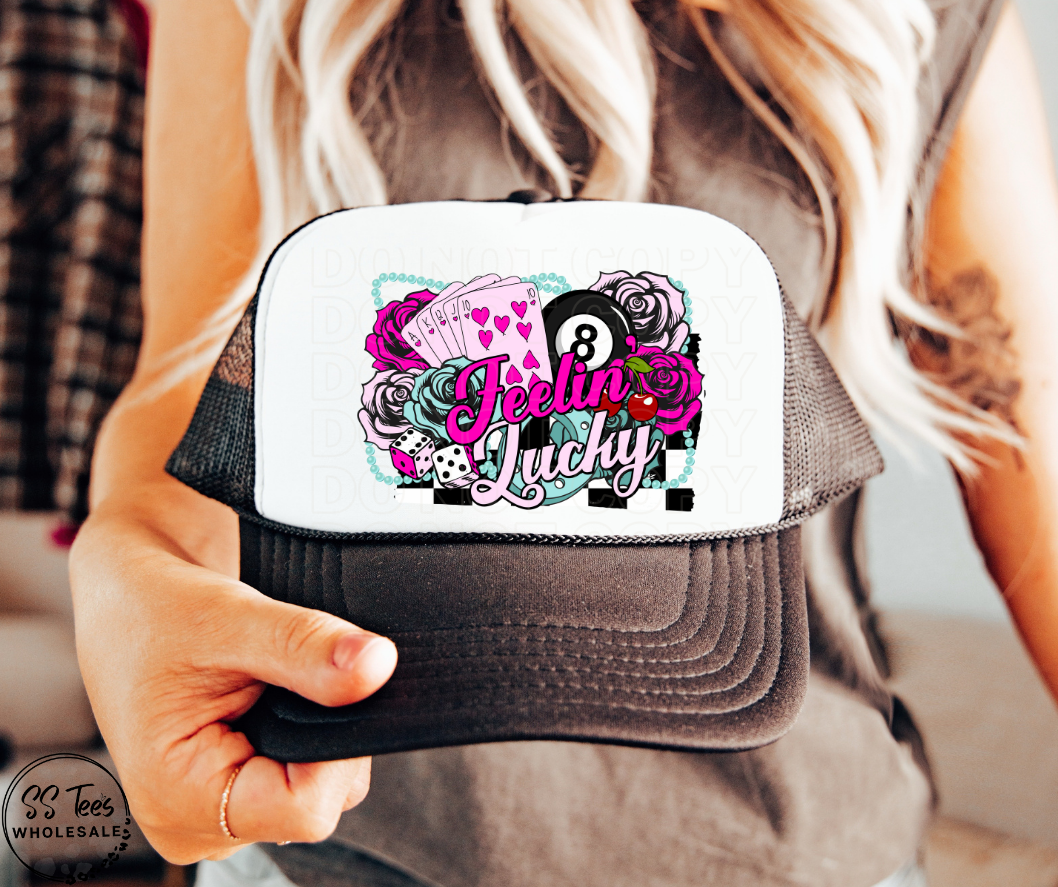 Feeling Lucky Faux Embroidered Hat DTF/Sub Transfer