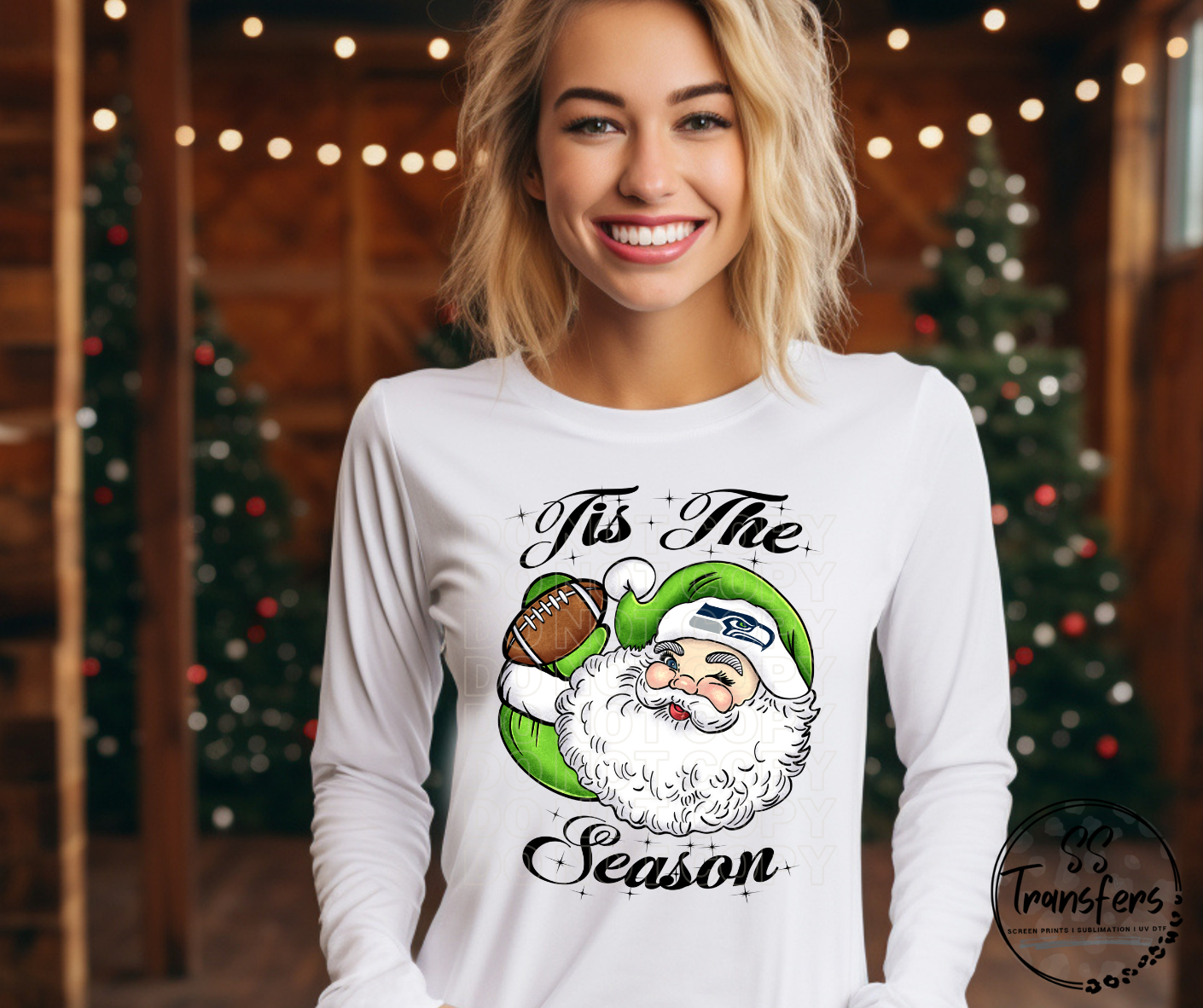 Tis' The Season Santa Football (Pro Team Options) DTF Transfer