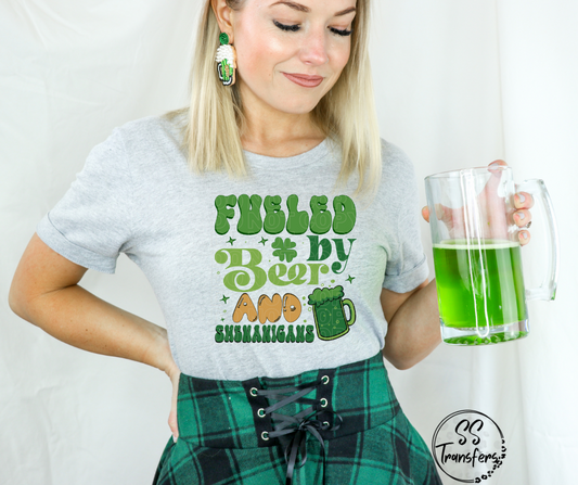 Fueled By Beer and Shenanigans DTF Transfer