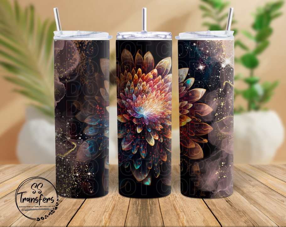 Faux Glitter Flower Sub Tumbler Transfer