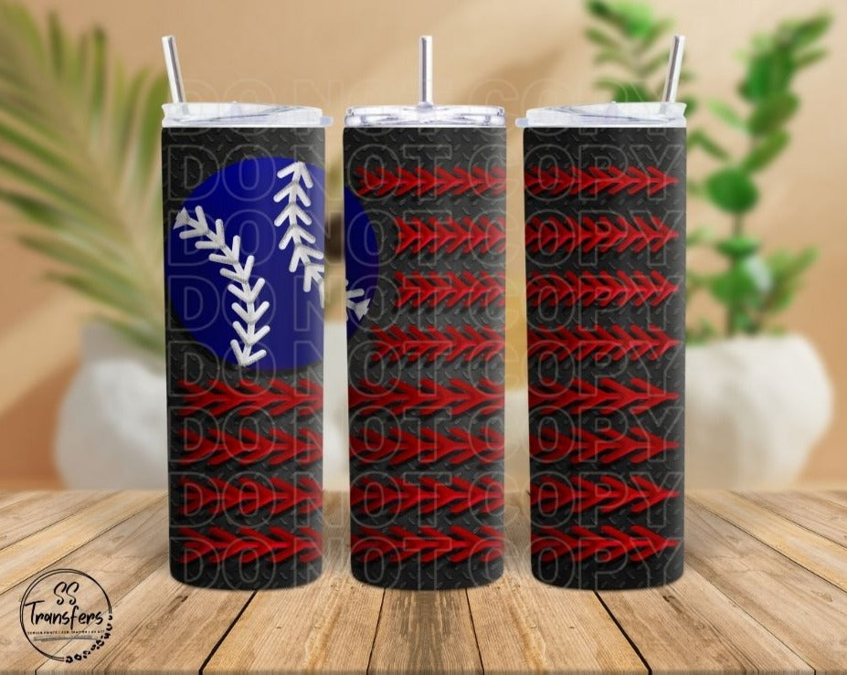 Ol' Glory Baseball Flag Sub Tumbler Transfer
