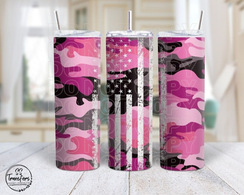 Pink Camo Ol' Glory Sub Tumbler Transfer