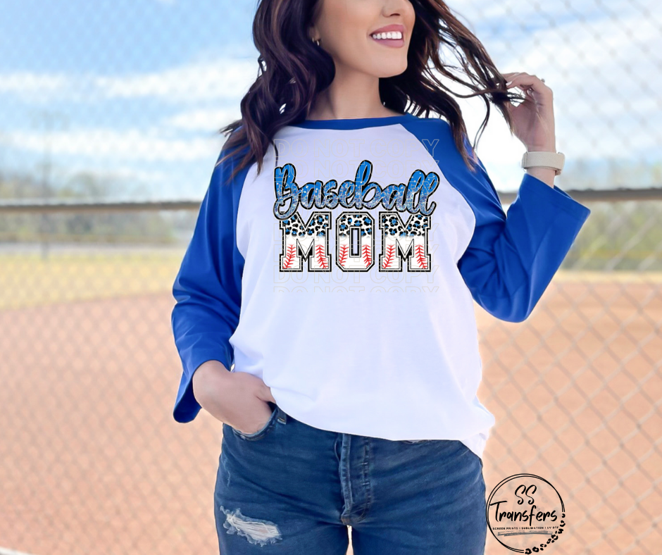 Baseball Mom Glitter Leopard DTF Transfer