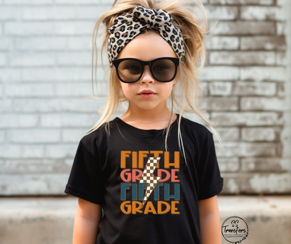 Brown Lightening Bolt School (1st-6th grade) Kids DTF Transfer