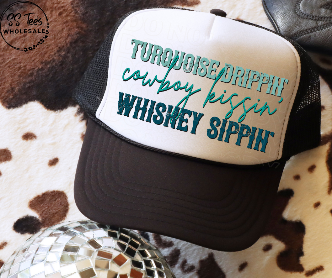Turquoise Drippin' Hat DTF/Sub Transfer