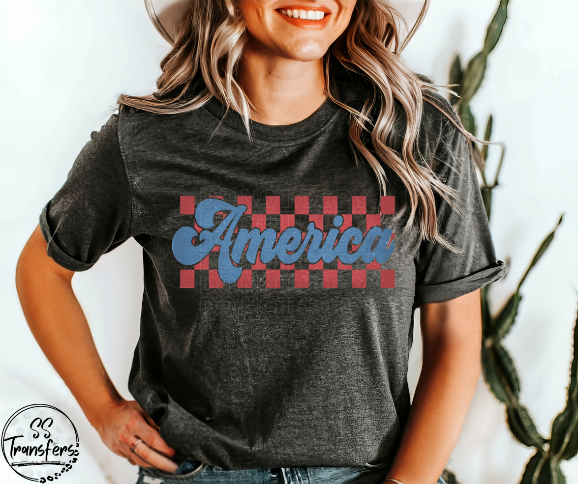 America Checkered (Multiple Colors) DTF Transfer