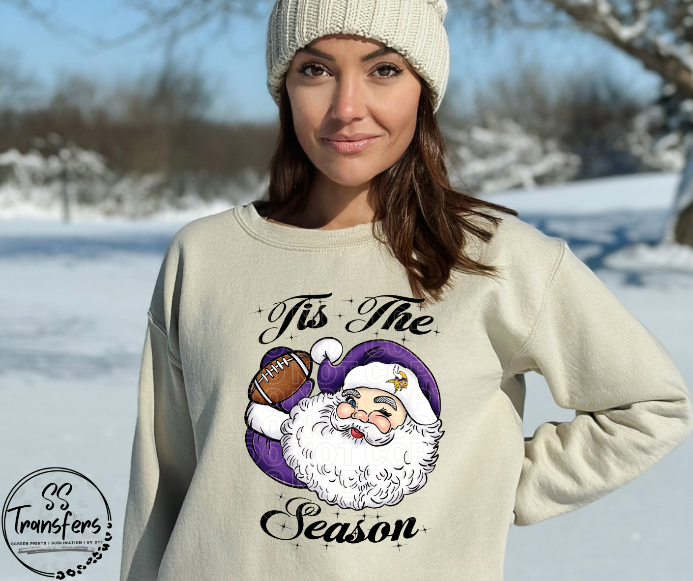 Tis' The Season Santa Football (Pro Team Options) DTF Transfer