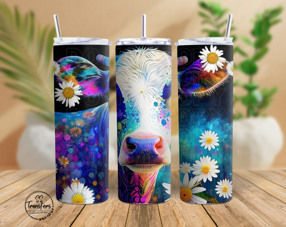 Floral Cow (Multiple Colors) Sub Tumbler Transfer