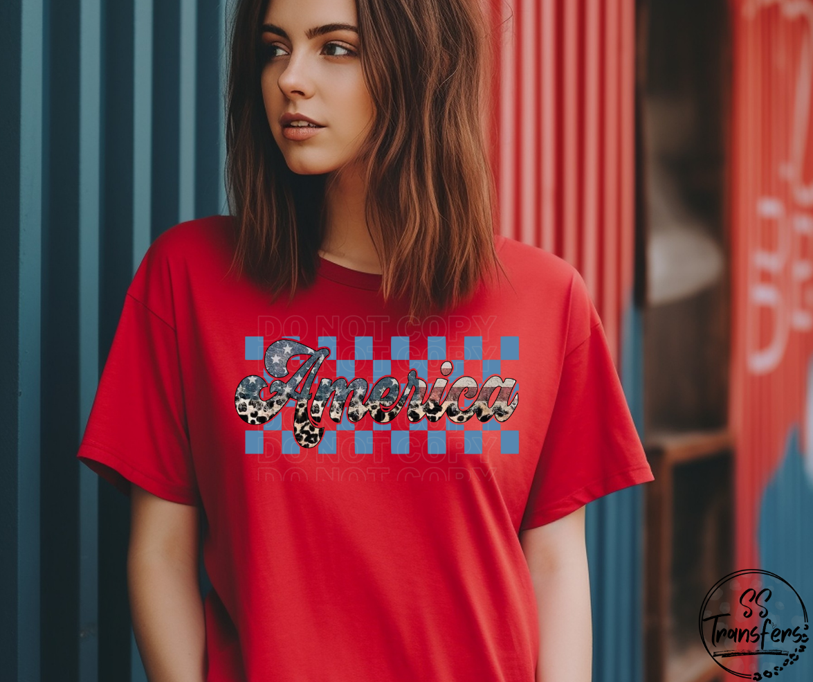 America Leopard Checkered (Multiple Colors) DTF Transfer
