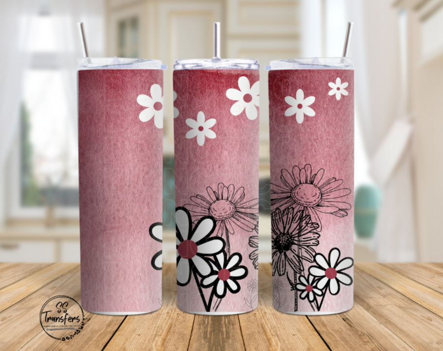 Pink & White Daisies Sub Tumbler Transfer