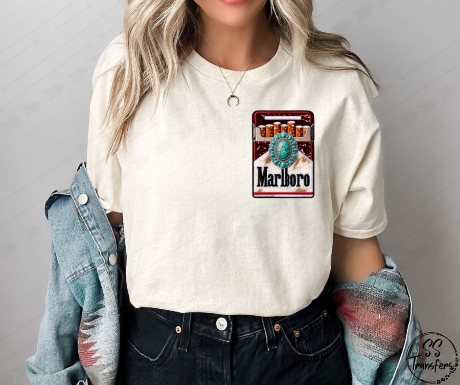 Ciggs and Turquoise Faux Embroidered DTF Transfer