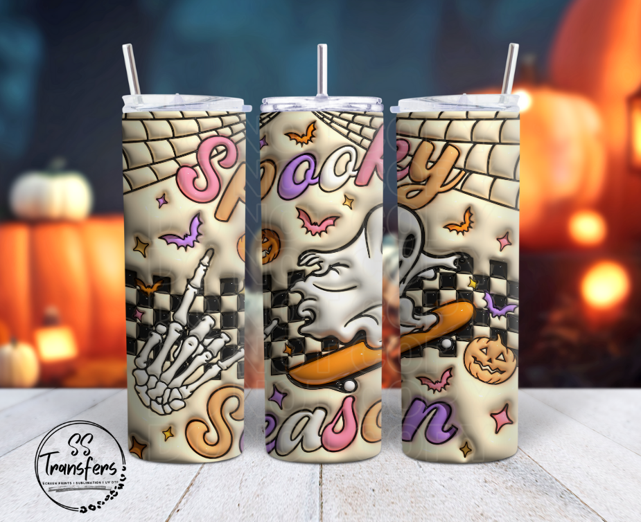 Inflated Spooky Season Skateboarder Sub Tumbler Transfer