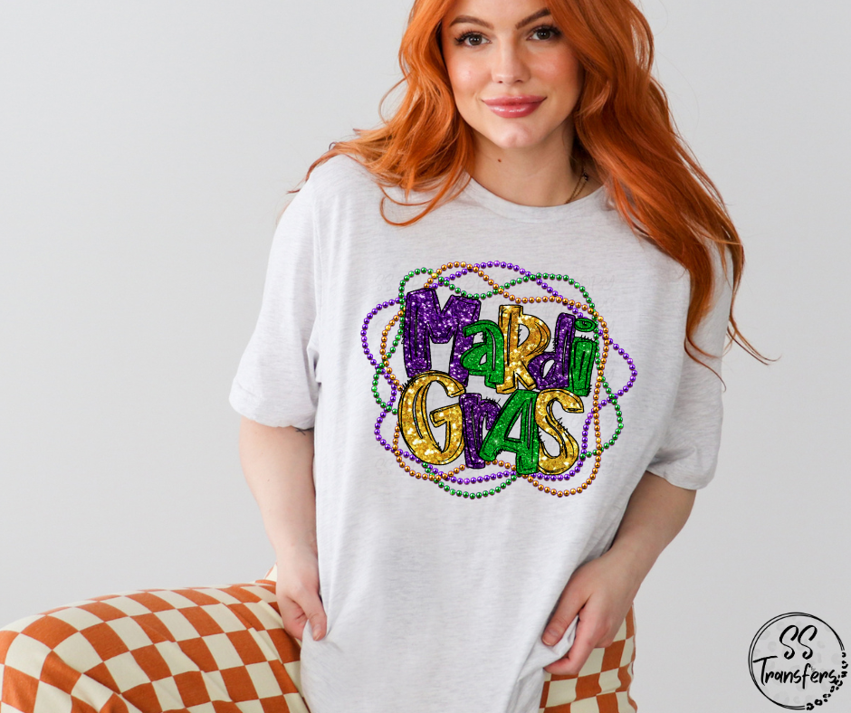 Mardi Gras Beads DTF Transfer