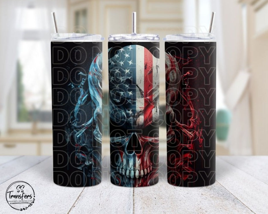 Ol' Glory Skull Sub Tumbler Transfer