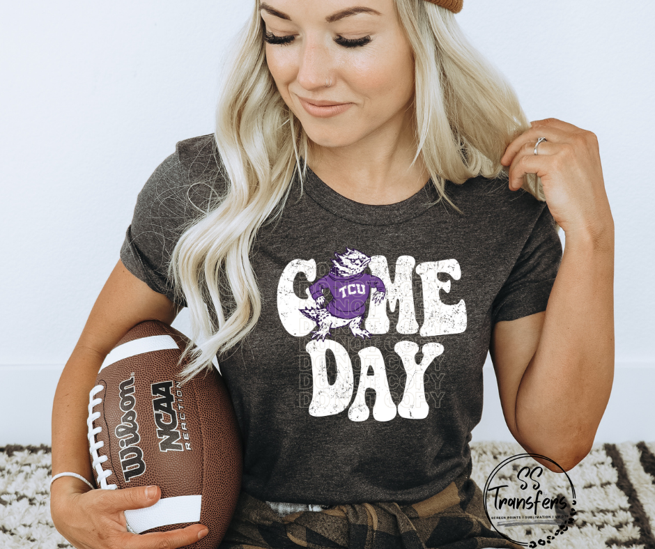 Vintage Game Day T C U DTF Transfer