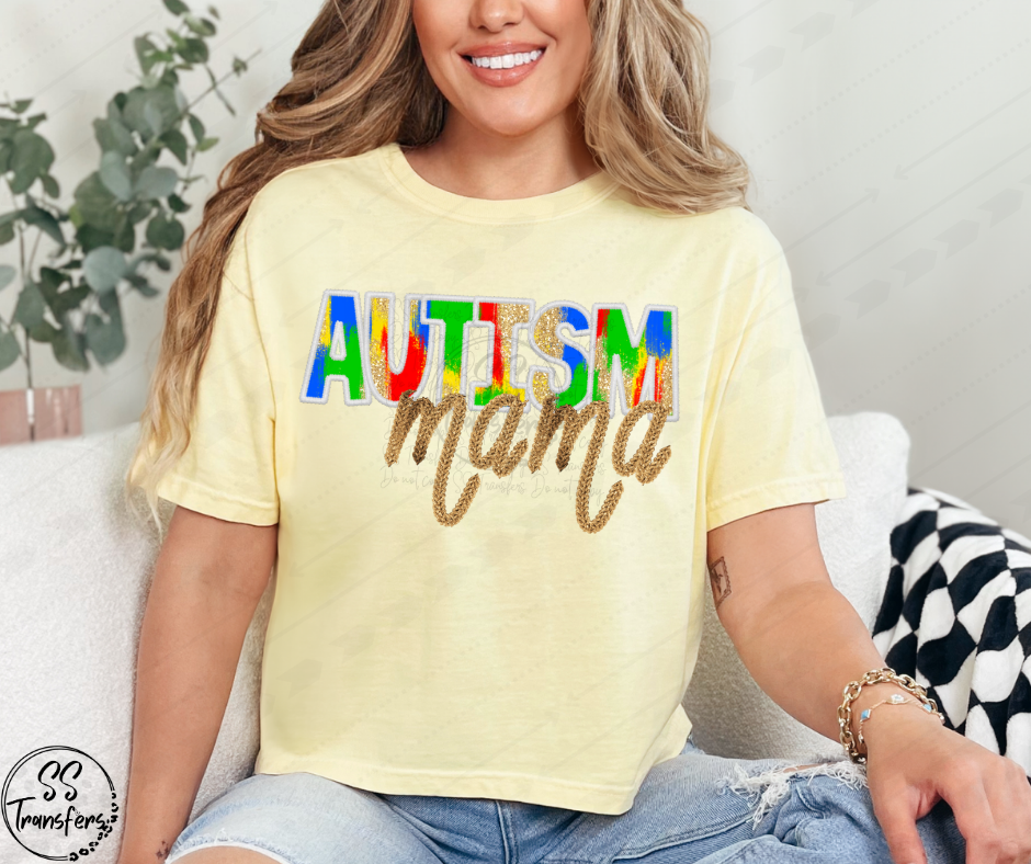 Autism Mama Faux Embroidered DTF Transfer