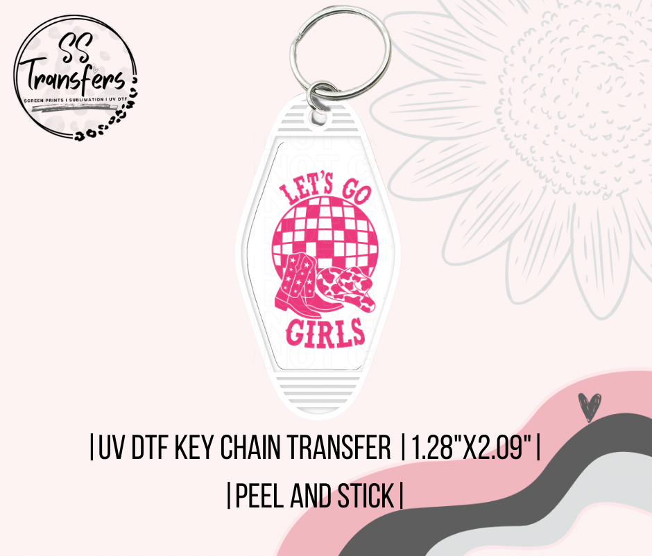 Lets Go Girls Disco Ball Motel UV Keychain
