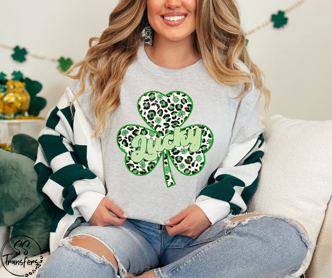 Lucky Leopard Shamrock DTF Transfer